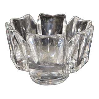 Vintage Hellsten Orrefors Sweden Corona Crystal Bowl, W/1990 Country Club Logo For Sale