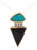 Paraiba Tourmaline and Onyx in 14k Retro Drop Pendant Necklace For Sale
