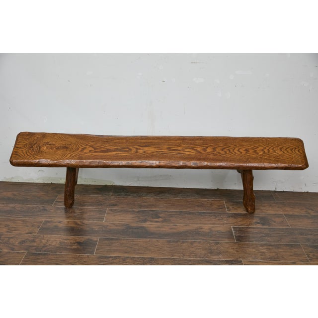 Mid 20th Century Rustic Pine Bench with Hand-Hewn Details – Versatile American Craftsmanship For Sale - Image 10 of 10