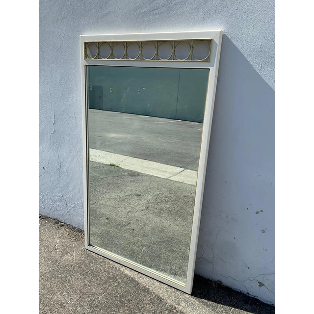 Hollywood Regency Vintage White Wall Mirror For Sale - Image 3 of 10