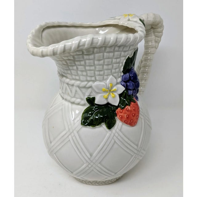 Vintage 1990s English Traditional Goebel Pottery Stoneware Strawberry and Grape Cluster Pitcher For Sale - Image 10 of 10
