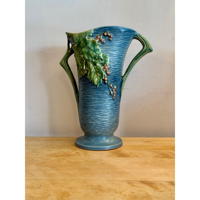 Art Nouveau Roseville Pottery Two Handle Vase For Sale - Image 3 of 9