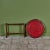 Mid-Century Modern Round Red Leather-Top Occasional Table For Sale - Image 3 of 15