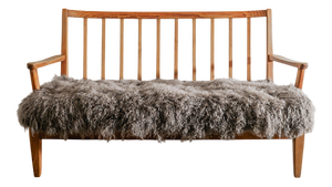 Early Swedish Mid-Century Wooden Pine Two Seater Sofa With Sheepskin by Carl Malmsten, 1940s