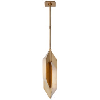 Kelly Wearstler for Visual Comfort Signature Ophelion Small Pendant in Antique-Burnished Brass with Alabaster For Sale