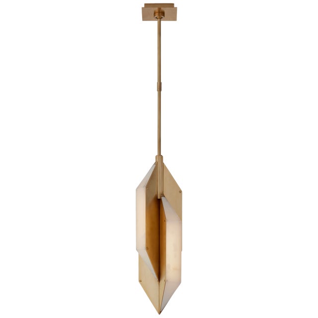 Kelly Wearstler for Visual Comfort Signature Ophelion Small Pendant in Antique-Burnished Brass with Alabaster For Sale