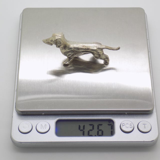 Metal Vintage Italian Silver 800 Dachshund Figurine, 1950s For Sale - Image 7 of 10
