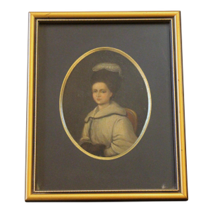 Early-Mid 18th Century Miniature Oil Painting of a Woman
