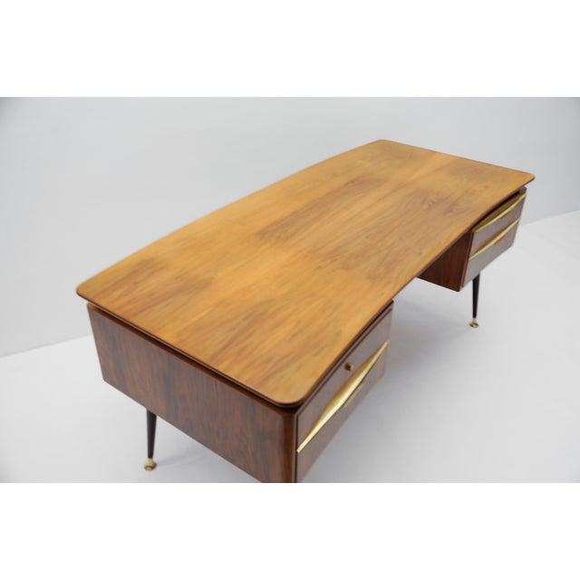Large Desk with Brass Details, Germany, 1950s For Sale - Image 15 of 18
