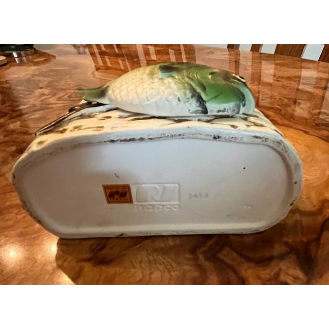 1960s Napco Vintage Creel Fish and Fishing Basket Ceramic Planter, Japan For Sale - Image 11 of 12