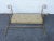 Large Vintage Painted Metal Upholstered Vanity Bench Stool For Sale - Image 9 of 11