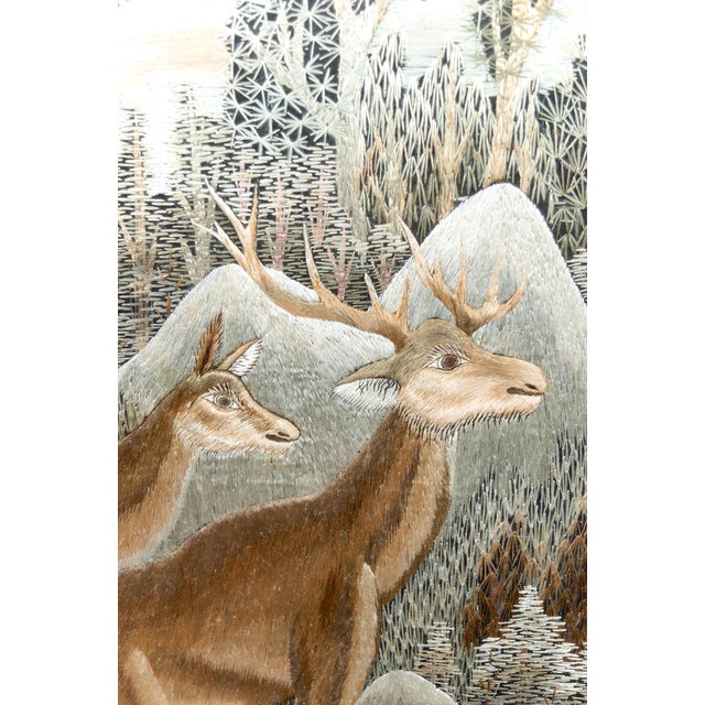 Indochinese Silk Embroidery Tapestry, Vietnam, 1940s For Sale - Image 9 of 13