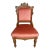 1920s Antique Victorian Eastlake Carved Mahogany Side Chair in Salmon Pink Velvet | Ornately Carved Accent Chair For Sale