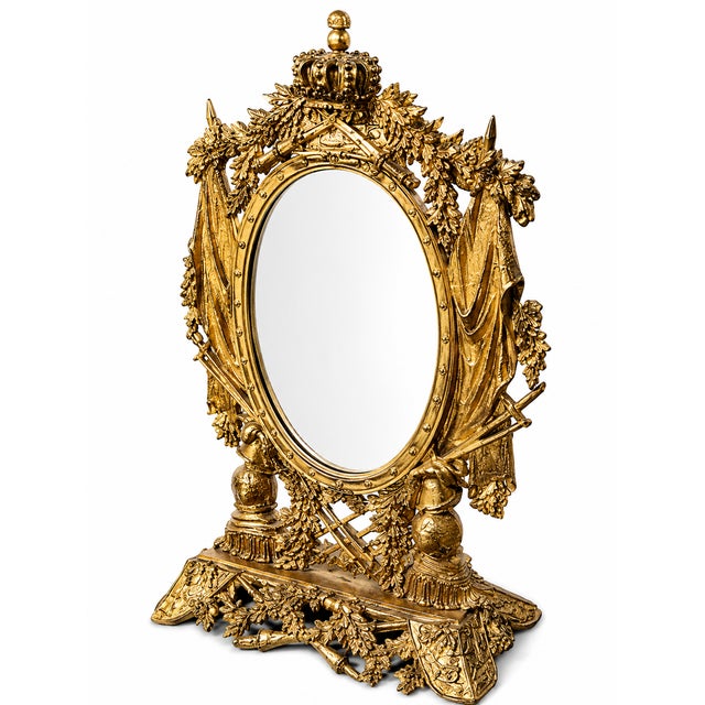 Antique Rococo-Style Tabletop Vanity Mirror For Sale - Image 4 of 4