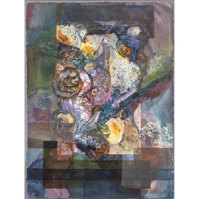 A modern watercolor on paper by Michigan artist Fran Levin. Circa 1980s. Hand signed in pencil on the lower right. From a...