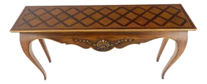 Parquetry Inlay Top Cabriole Leg Scallop Ornament Chestnut Console Sofa Table