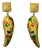 Vintage Enemel 14 Kt Yellow Gold 10.4 Gm Dangling Earrings, 1.6 Inch Long For Sale
