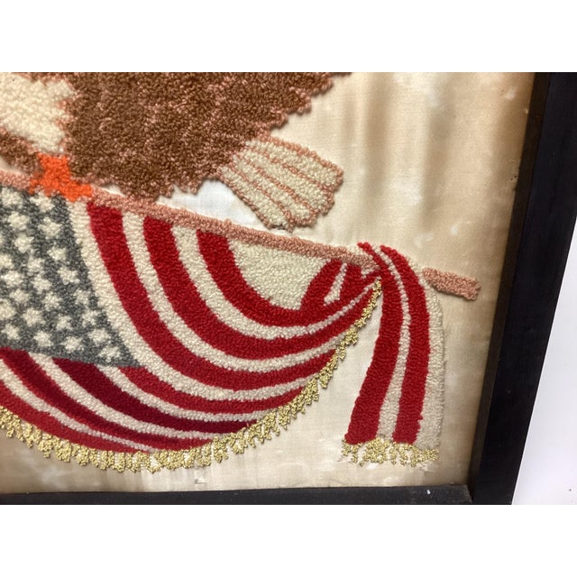 Antique Patriotic American Eagle Needlework Framed Picture For Sale In New York - Image 6 of 6