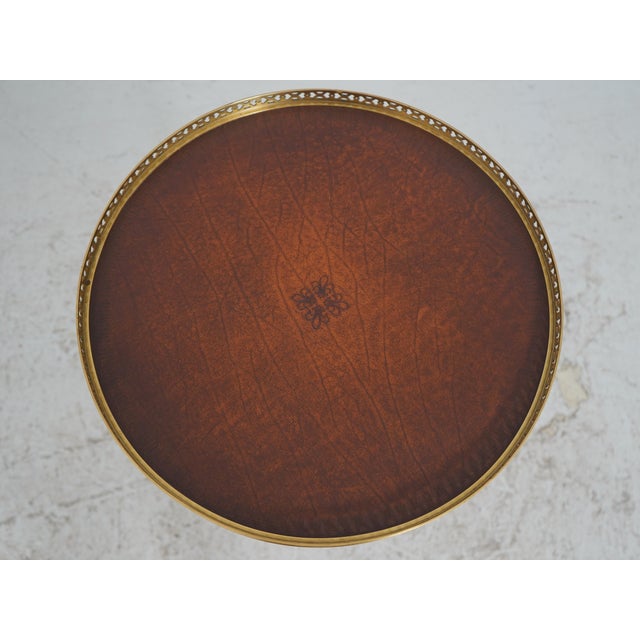 Traditional Theodore Alexander Leather Top Round End Table For Sale - Image 3 of 13