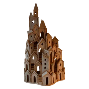 Architectural Surreal Ceramic Tower Sculpture by Dutch Arie Bouter, 1995