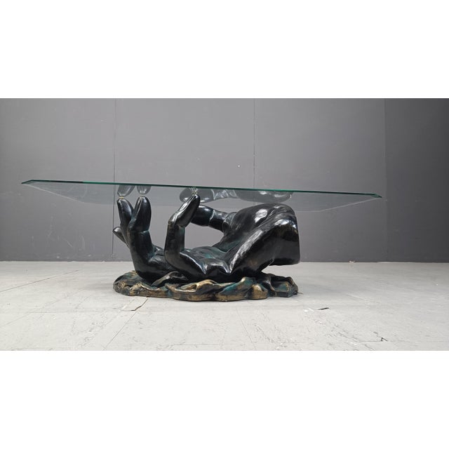 Glass Hand-Shaped Coffee Table, 1980s For Sale - Image 7 of 11