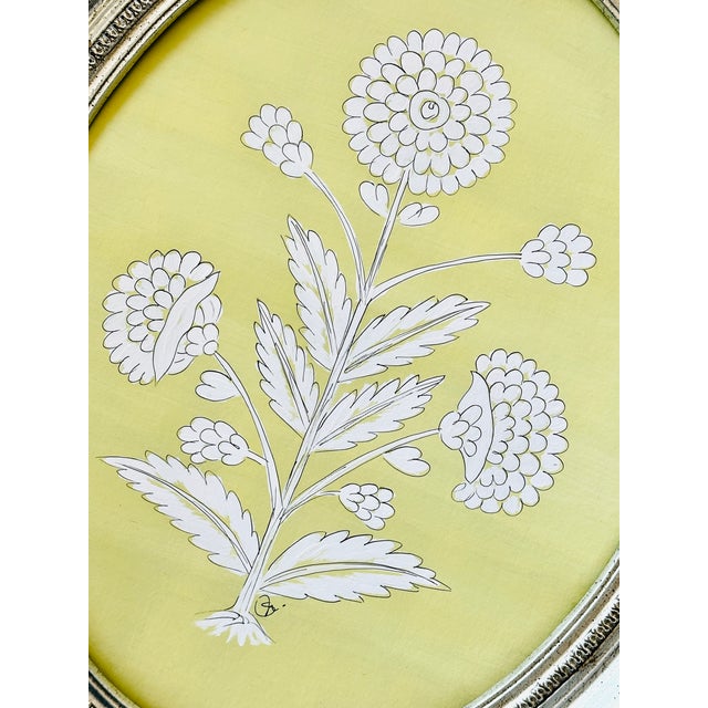 Not Yet Made - Made To Order Large Hand-Painted Green & White Abstract Floral Motif Painting, Framed For Sale - Image 5 of 5