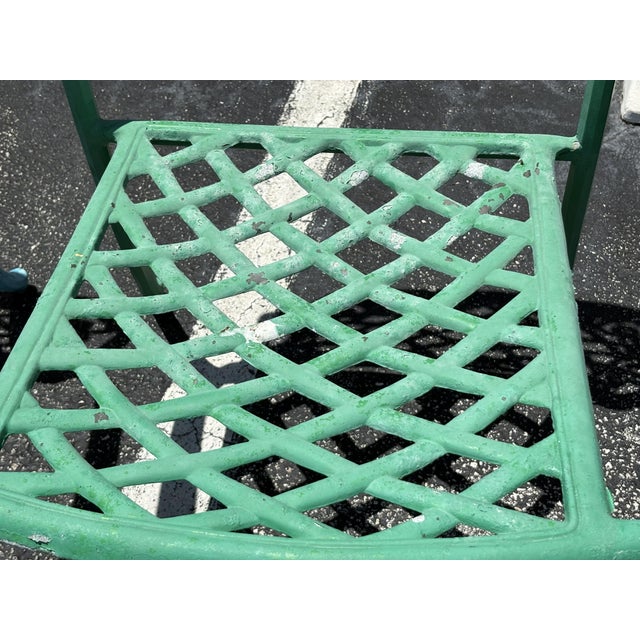 Vintage Cast Aluminum Brightly Painted Outdoor Armchairs- Set of 6 For Sale - Image 15 of 18
