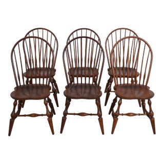 Set of 6 Nichols & Stone Windsor Style Dining Room Chairs For Sale