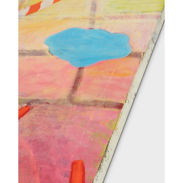 Late 20th Century Large Colorful Vintage Abstract Mixed Media Painting 4' X 6' For Sale - Image 5 of 8