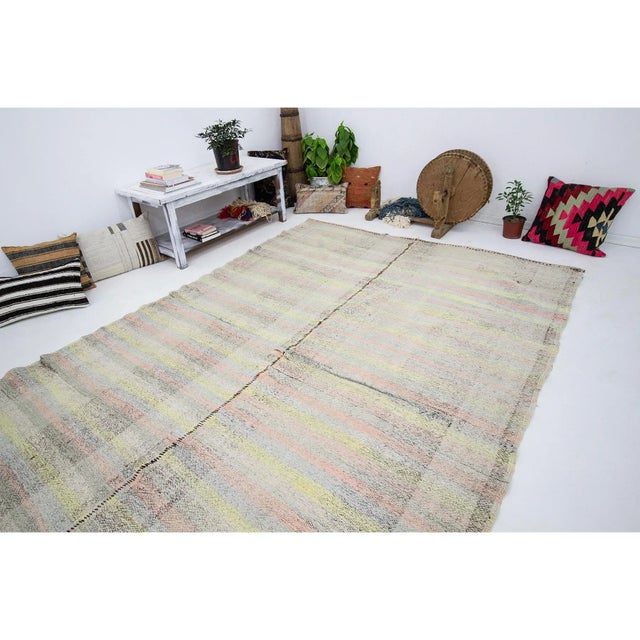 1960s Vintage Striped Kilim Rug- 6′4″ × 10′ For Sale In Los Angeles - Image 6 of 7