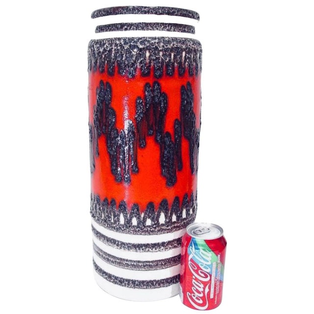 Scheurich Keramik 1960s Mid Century Fat Lava Abstract Floor Table or Umbrella Holder Texture German Pottery Vase For Sale - Image 4 of 9