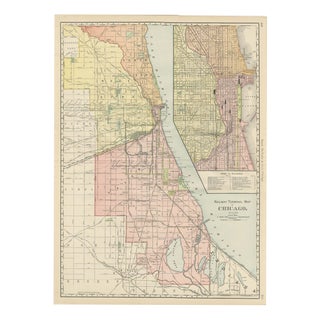 Antique Map of Chicago Railway Terminals The Windy City by Ran McNally, 1899 For Sale