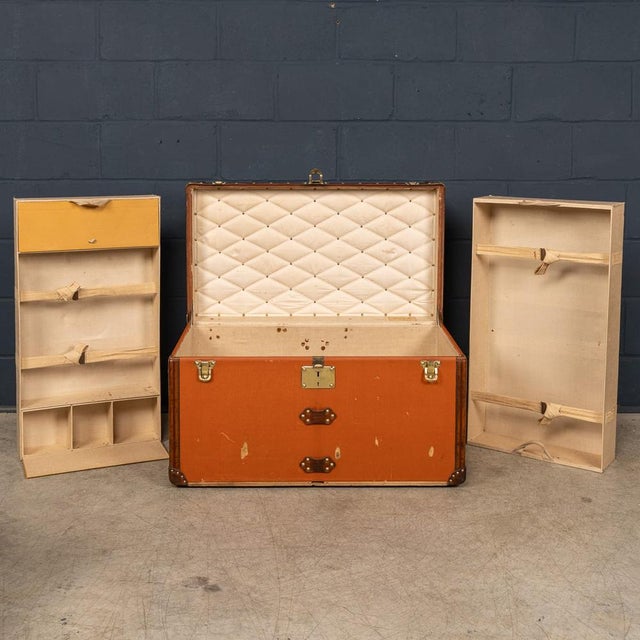 Antique Courier Trunk in Orange Vuittonite Canvas by Louis Vuitton for Louis Vuitton, 1905 For Sale - Image 11 of 18