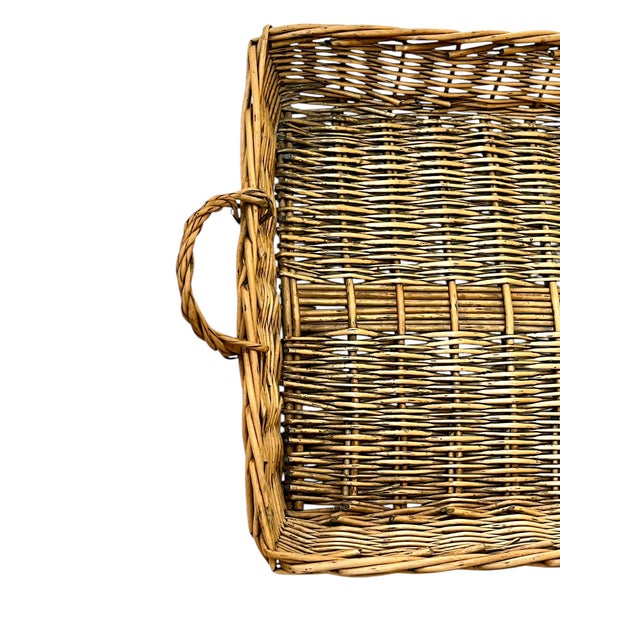 Vintage French Provincial Wicker Gallery Tray For Sale - Image 4 of 11