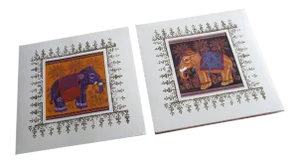 Indian Elephant Lithographic Prints - Set of 2, by Kathleen Ney