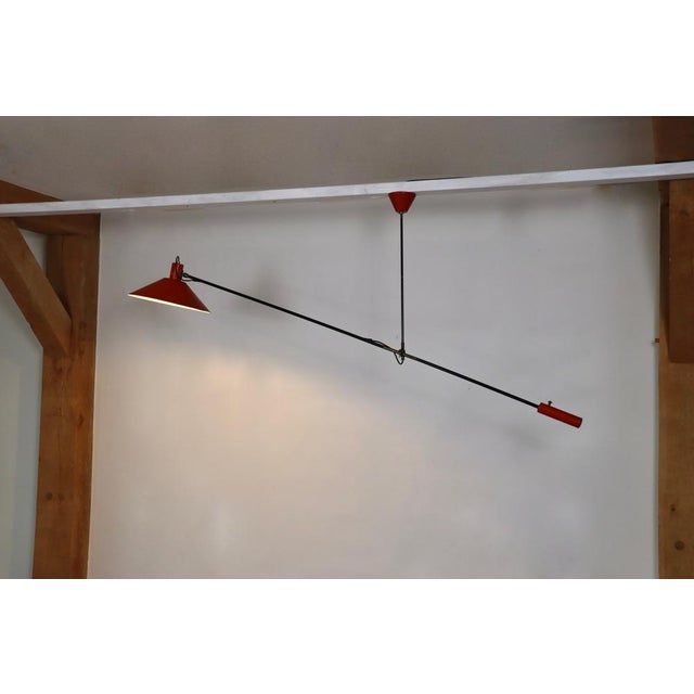 Fantastic sculptural counter balance ceiling lamp designed by jjm hoogervorst for anvia almelo, holland 1957. this...