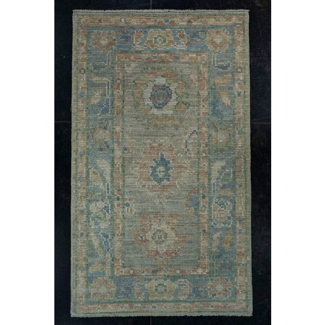 Blue Turkish Oushak Rug 1'11" x 3'3" #17540 For Sale - Image 8 of 8
