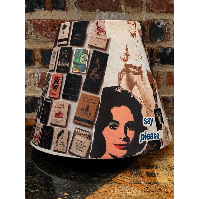 Portraiture Custom Mixed-Media Matchbook & Mugshot Table Lamp by Lamp Bandit For Sale - Image 3 of 6