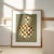 Abstract open edition giclee print. 20"x28" Elegant brown checkers composition drawing on olive green background....