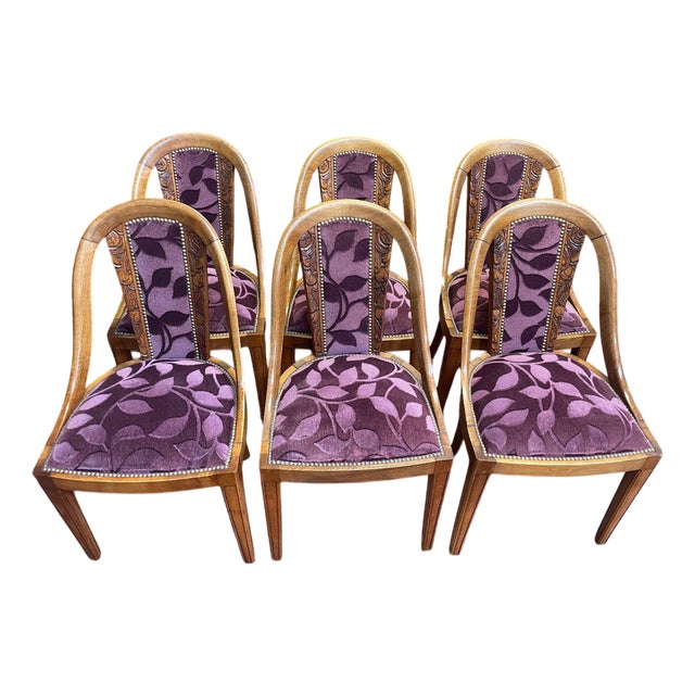 Art Deco Gondola Chairs, Set of 6 For Sale