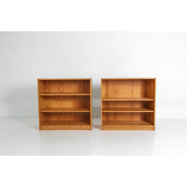 1960s Pair of Danish Modern Pine Bookcases, Mogens Koch Style For Sale - Image 4 of 15