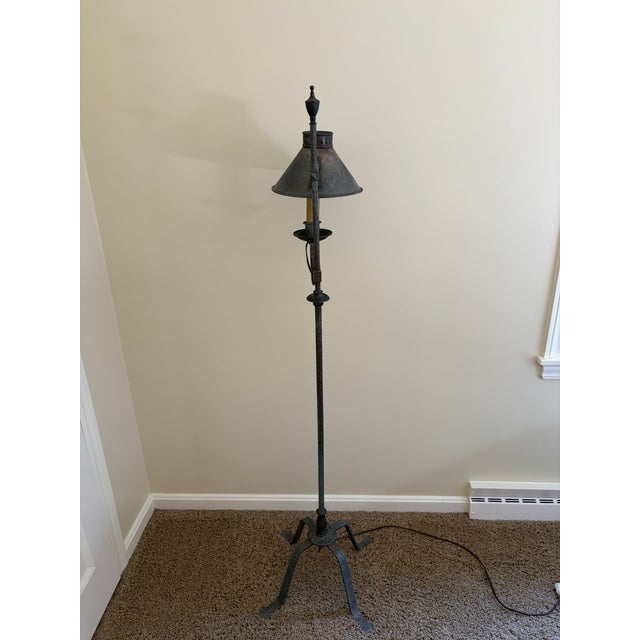 Early 20th Century Forged Iron Adjustable Colonial Floor Lamp For Sale - Image 13 of 14