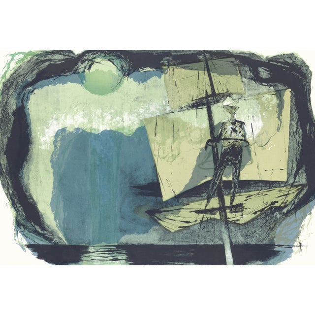 Original lithograph by Benton Spruance from the portfolio "Moby Dick - The Passion of Ahab" printed by The Meriden Gravure...