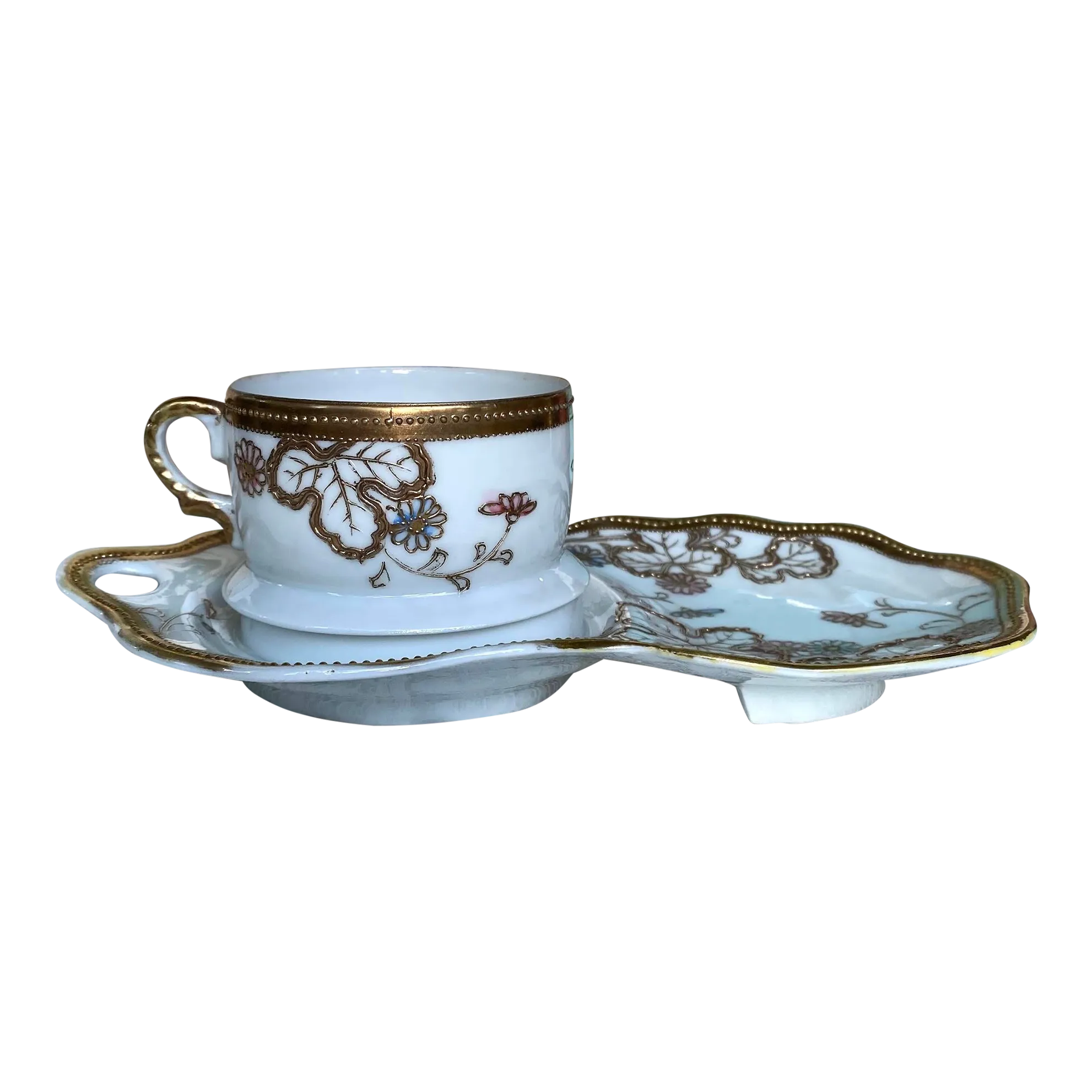 1920s Antique Nagoya Nippon SNB Hand Painted Cup and Under Plate