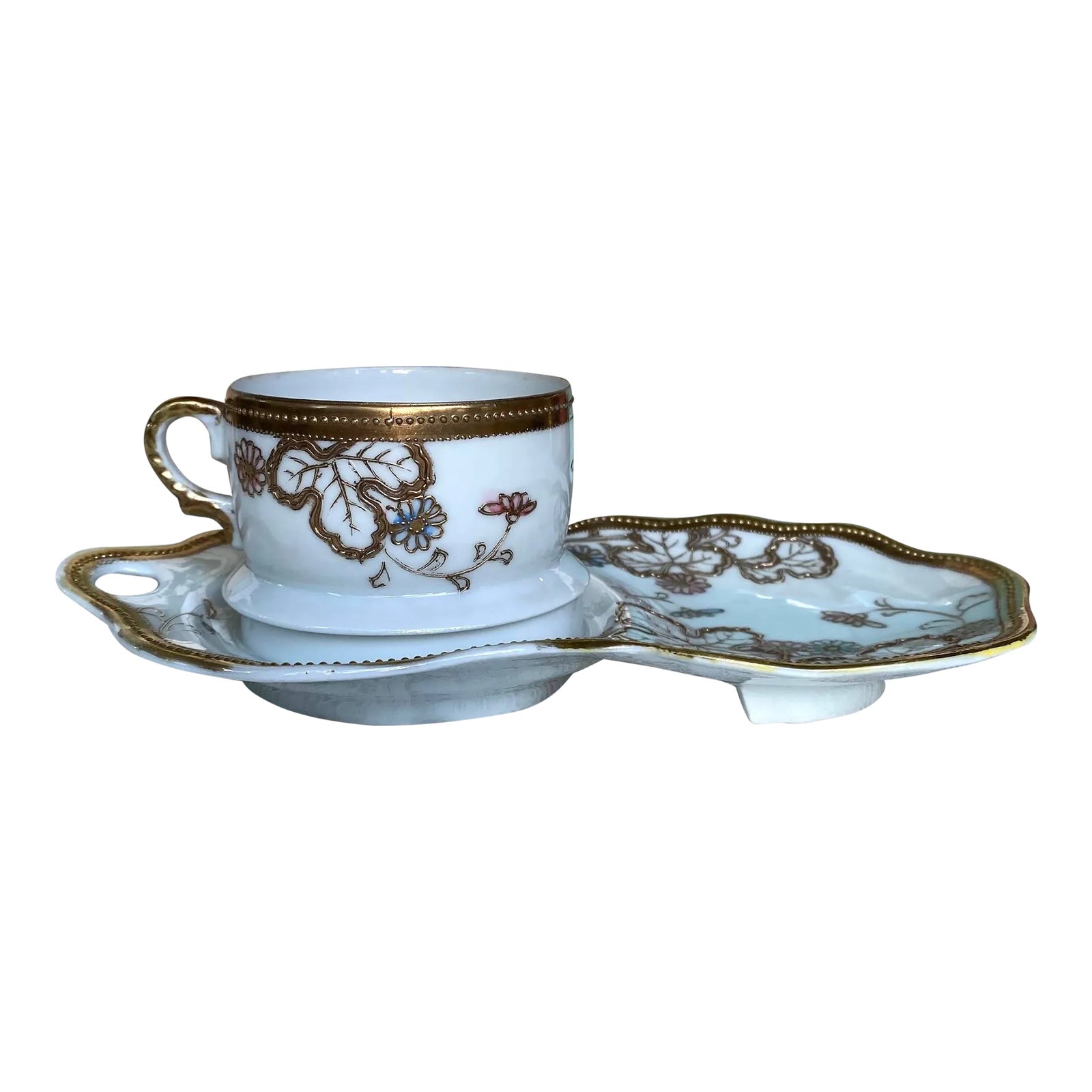1920s Antique Nagoya Nippon SNB Hand Painted Cup and Under Plate