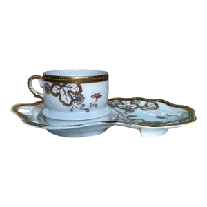 1920s Antique Nagoya Nippon SNB Hand Painted Cup and Under Plate