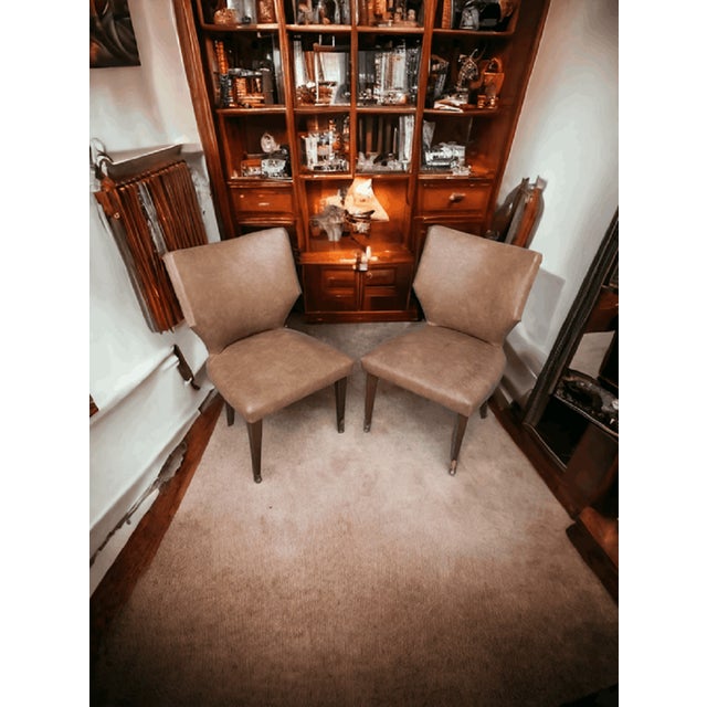 Beige Leather Bedroom Armchairs, Set of 2 For Sale - Image 5 of 8