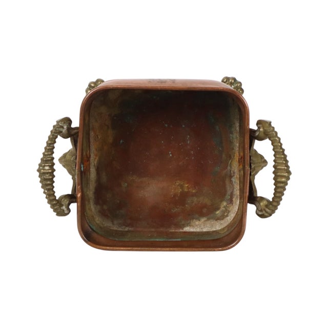 Antique 19th Century Copper Planter with Claw Feet and Lion Heads, 1890s For Sale - Image 9 of 15