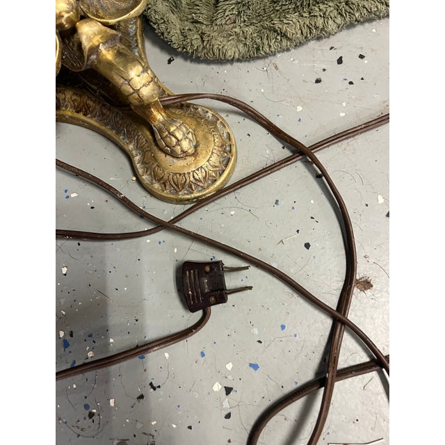 Vintage Brass Bridge Lamp With Glass Shade For Sale - Image 9 of 11