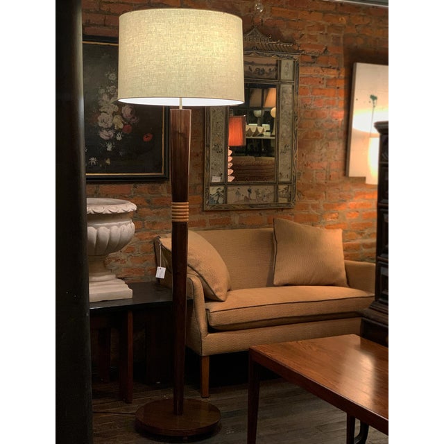 This tall Art Deco floor lamp was handcrafted in the 1950s in Denmark. It is beech wood with a rich, warm brown finish and...